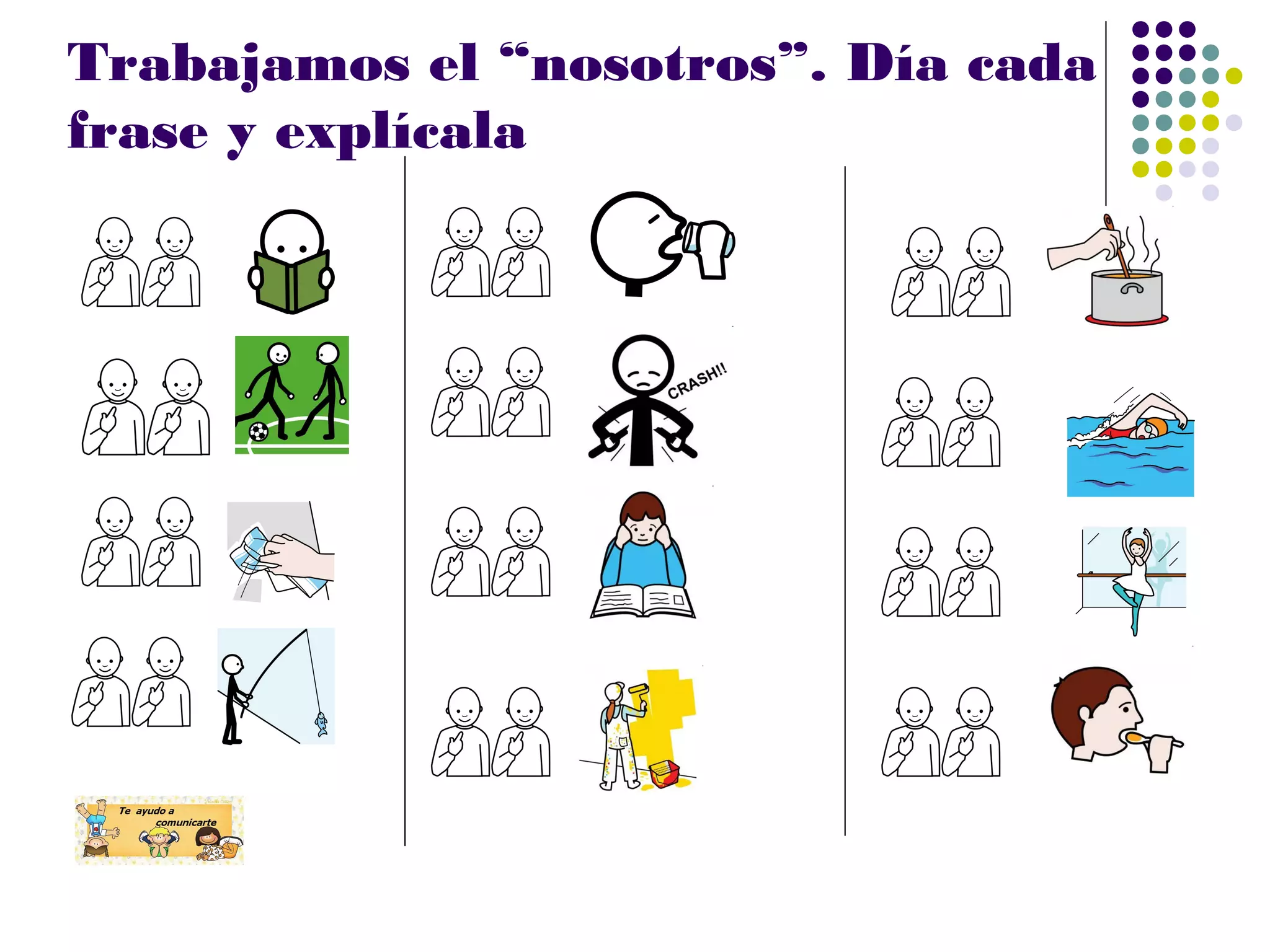 Trabajamos el “nosotros”. Día cada
frase y explícala