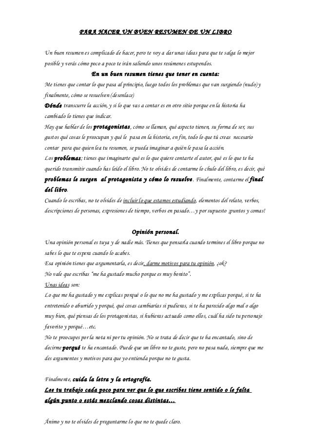 Como Se Hace Un Resumen De Un Libro - Para Hacer Un Buen Resumen De Un Libro 1 638 