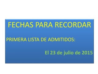 NOTA
Recibo de matricula
La copia del recibo
pagado:
SERÁ EL CARNÉ
PROVISIONAL HASTA LA
ENTREGA DEL CARNET
ALUMNOS DE
CARRERAS
TECNOLÓGICAS
Y
PROFESIONALES
Estar pendiente de
INICIO DE CLASE Y
HORARIOS
 