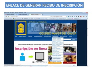 Siga el paso a paso para realizar el proceso de inscripción a
través de la página institucional.
Siga los pasos de inscripción:
PASO A PASO
El usuario debe
descargar y cancelar en
el banco el PIN de
inscripción, luego
inscribirse a través del
portal institucional al
programa de su
preferencia y entregar
los documentos propios
de este proceso.
Para empezar el estudio
de homologación debe:
Ser Admitido
Estar matriculado financieramente
No se hará estudio de
homologación
A quien no entregue completa la
documentación requerida en las
fechas establecidas para el estudio de
homologación.
A quien siendo Admitido NO
realice el pago del semestre
(matricula financiera)
 