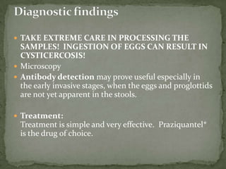 Case 17No evidence of lymphoma found on re-stagingCompleted chemo, was deemed to be in complete remission, but had persistence of GI complaints.Upper endoscopy was unrevealing.Colonoscopy and biopsy revealed granulomatous inflammation, prominent eosinophilic infiltrate, surrounding a collection of eggs.