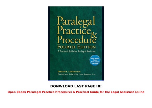 Open Ebook Paralegal Practice Procedure A Practical Guide - 