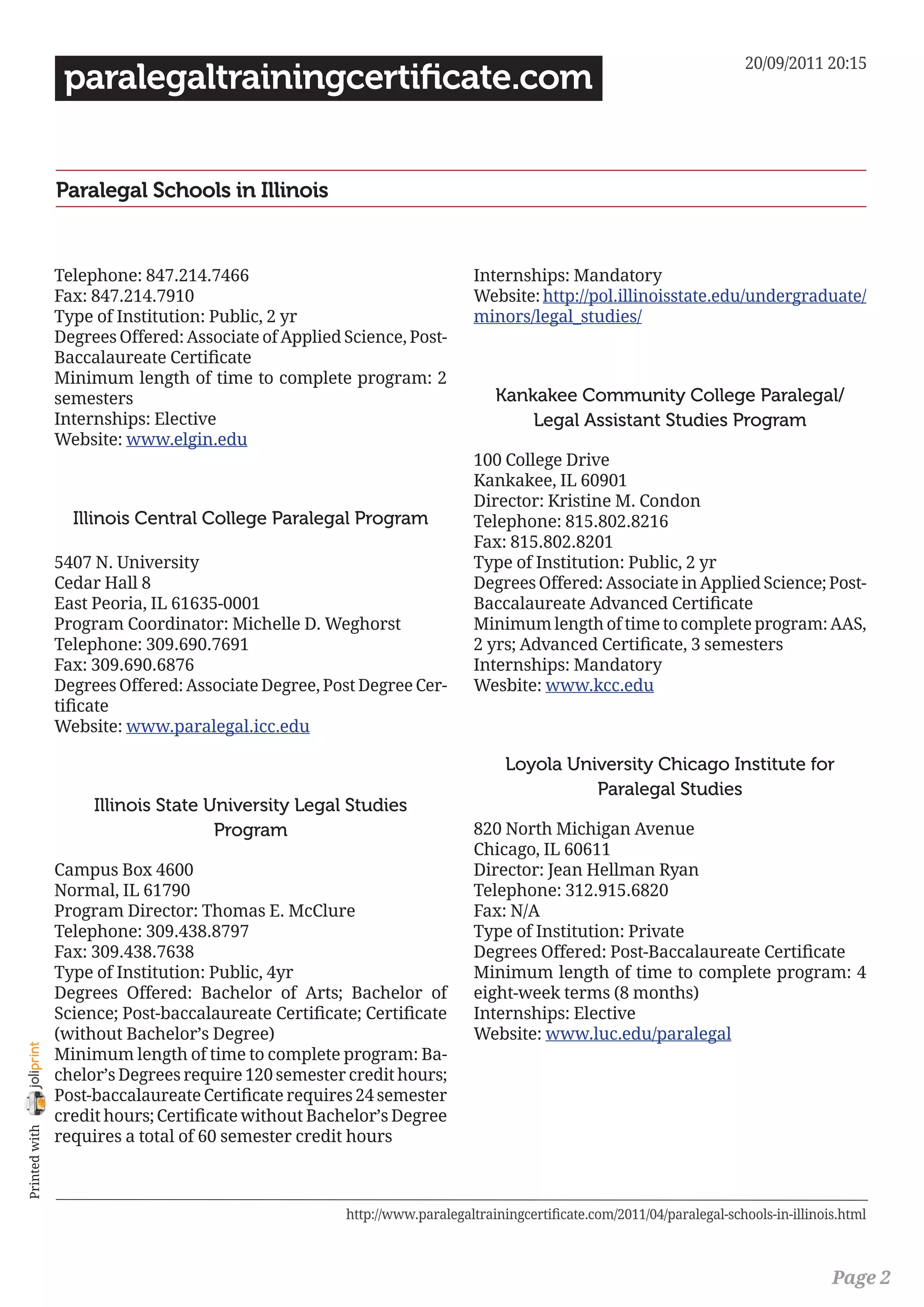 Paralegal schools in illinois PDF