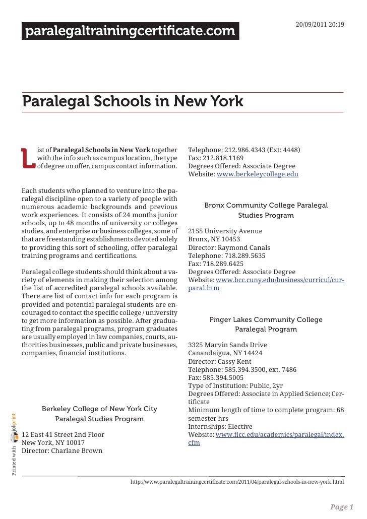 Paralegal schools in new york