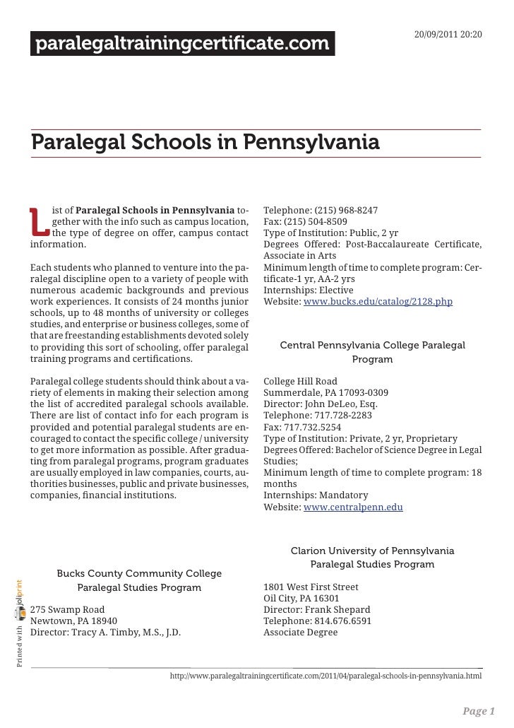 Paralegal schools in pennsylvania