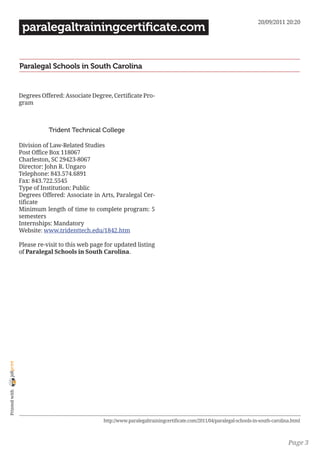 Paralegal schools in south carolina PDF Paralegal schools in south carolina PDF