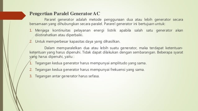 Paralel GeneratorAC