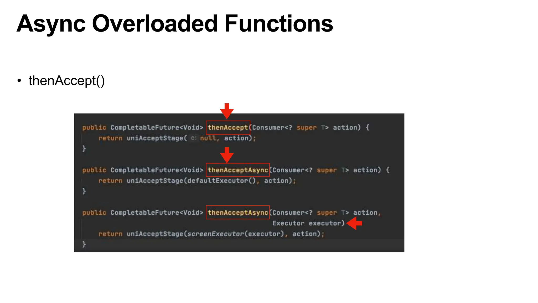 Async Overloaded Functions
• thenAccept()
 