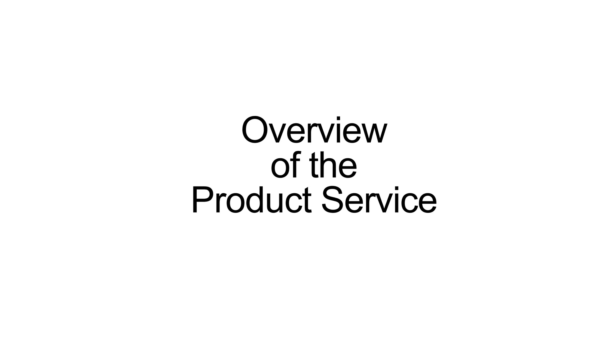 Overview
of the
Product Service
 