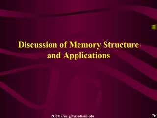 Discussion of Memory Structure and Applications 