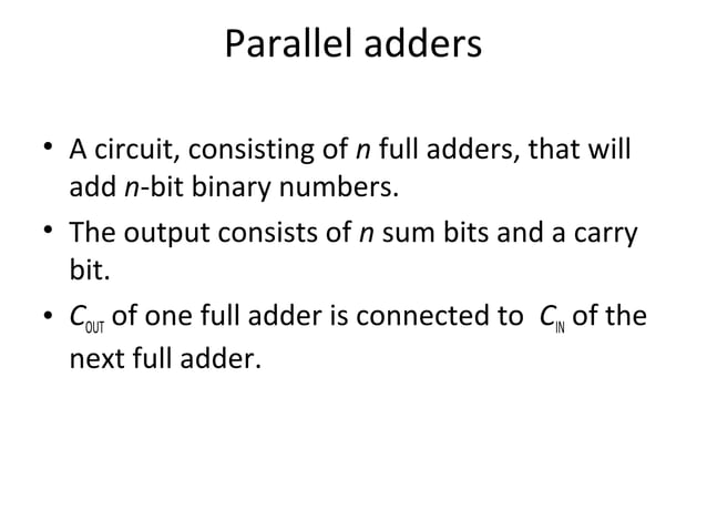Parallel adder | PPT