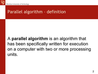 Parallel algorithms | PPT | Computing | Technology & Computing