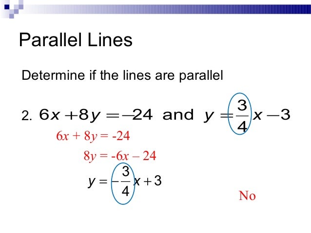 Parallel and Perpendicular Slopes lines