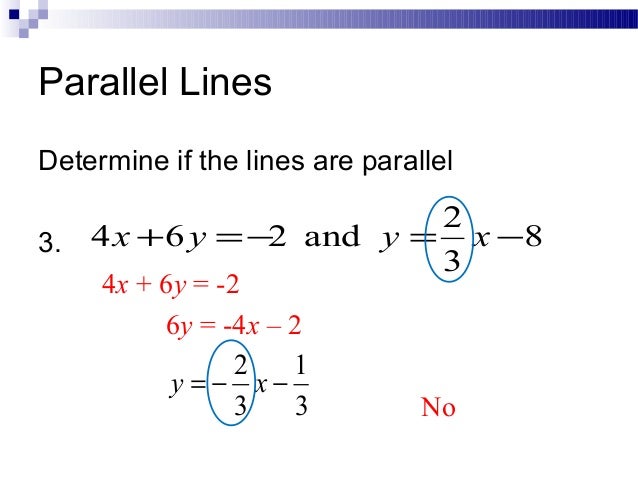 Parallel And Perpendicular Slopes Lines