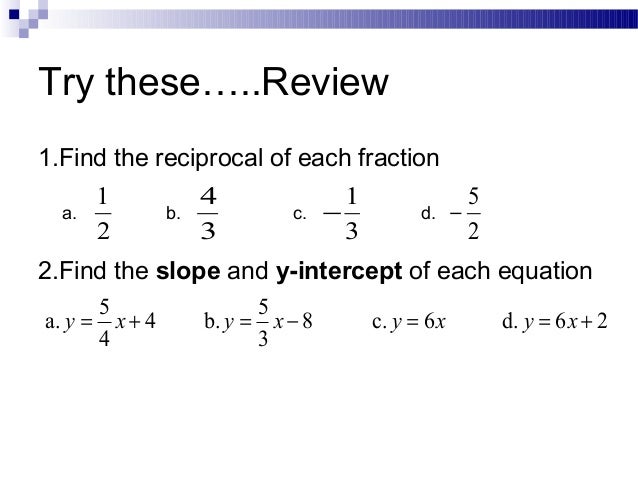 Parallel and Perpendicular Slopes lines