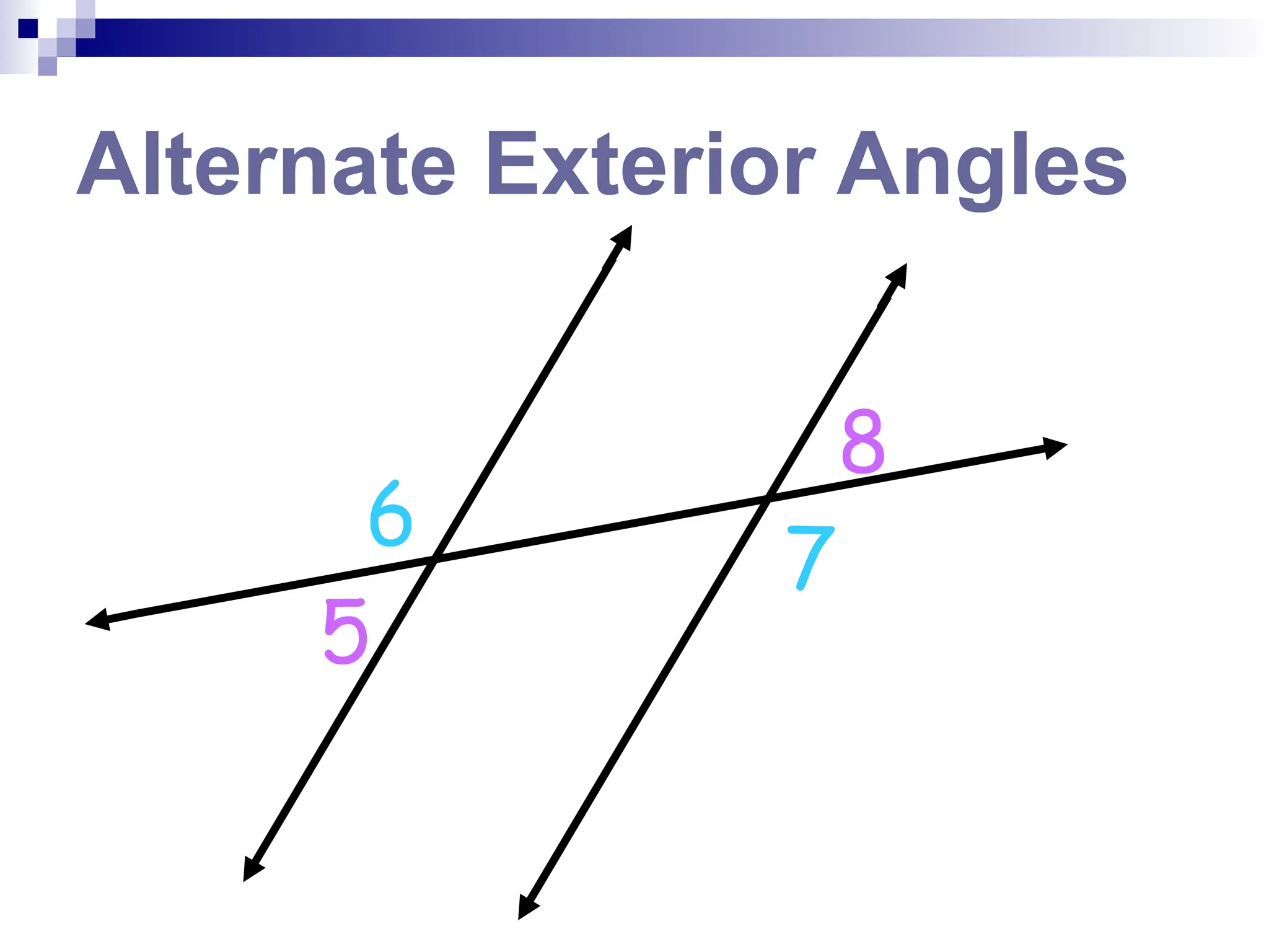 Alternate Exterior Angles
6
5
8
7
 