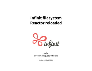 Infinit filesystem
Reactor reloaded
mefyl
quentin.hocquet@infinit.io
Version 1.2-5-g4a755e6
 