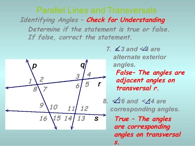 Parallel lines and transversals
