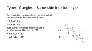 Same Side Inter parallel lines cut by transversal in math | PPTX