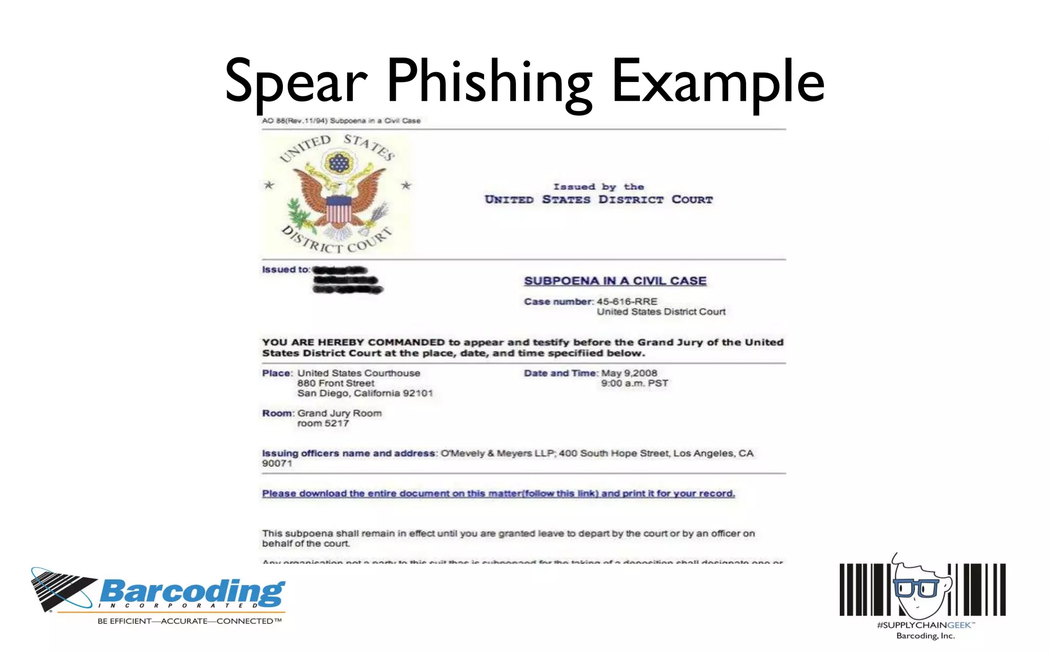 Spear Phishing Example
 