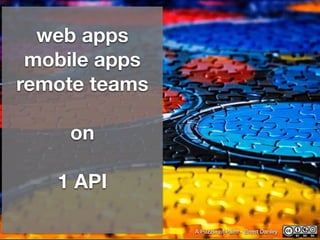 web apps
mobile apps
remote teams
!
on
!
1 API
A Puzzle of Paint - Brent Danley
 
