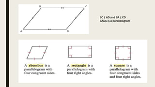 BC ∥ AD and BA ∥ CD
BADC is a parallelogram
 