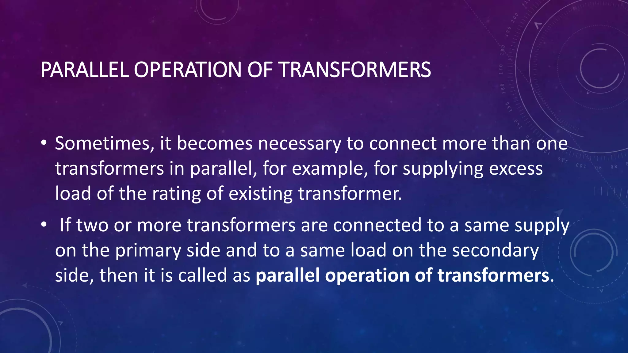 Parallel operation of transformers PPT