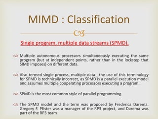 Parallel processing (simd and mimd) | PPTX