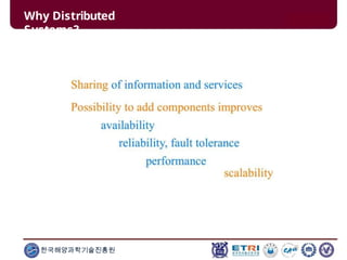 Why Distributed
Systems?
한국해양과학기술진흥원
 