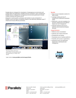 Parallels  Server  Datasheet