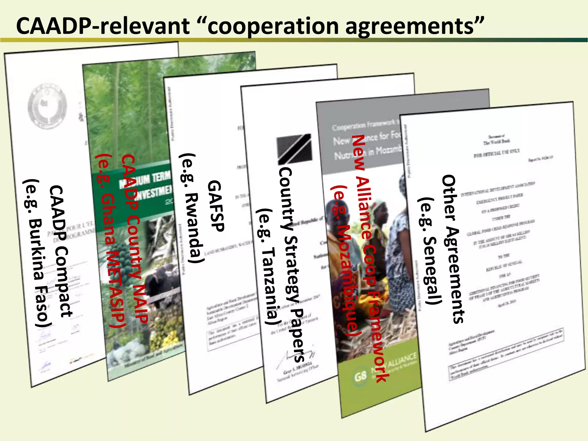 CAADP-relevant “cooperation agreements”
 