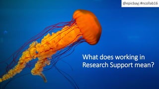 What does working in
Research Support mean?
@epicbayj #ncollab16
 