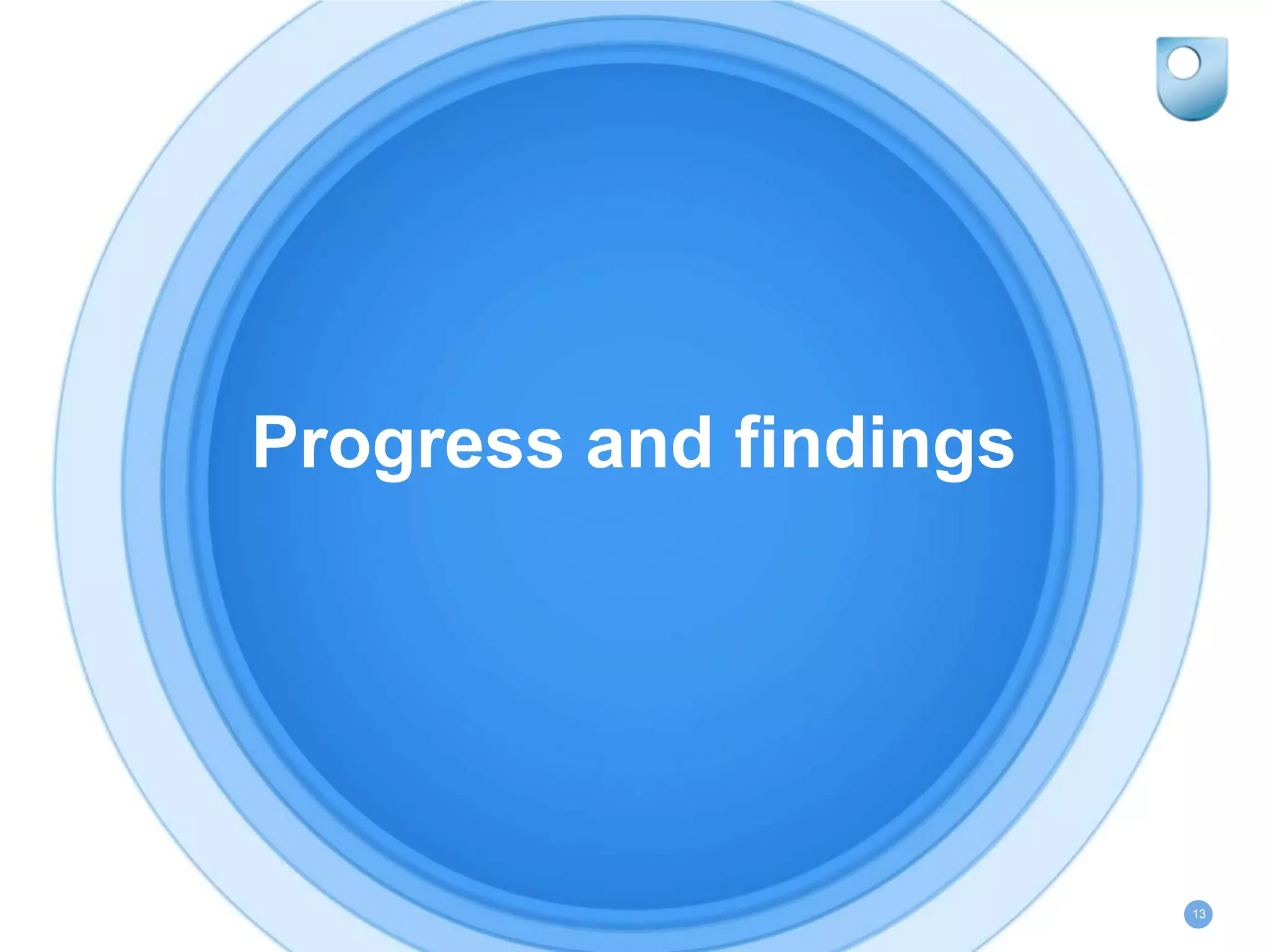 Progress and findings
13
 