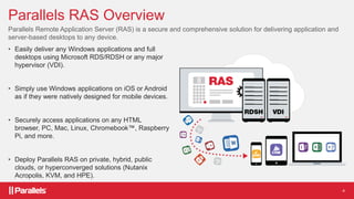 Ms Ras Parallels RAS - Application Virtualization & VDI Solution | PPTX