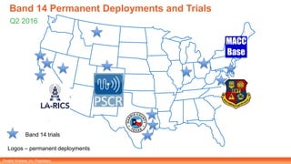 Parallel Wireless, Inc. Proprietary
Band 14 Permanent Deployments and Trials
Q2 2016
MACC
Base
Band 14 trials
Logos – permanent deployments
 