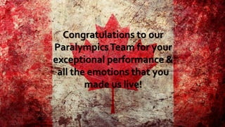 Congratulations to our
ParalympicsTeam for your
exceptional performance &
all the emotions that you
made us live!
 