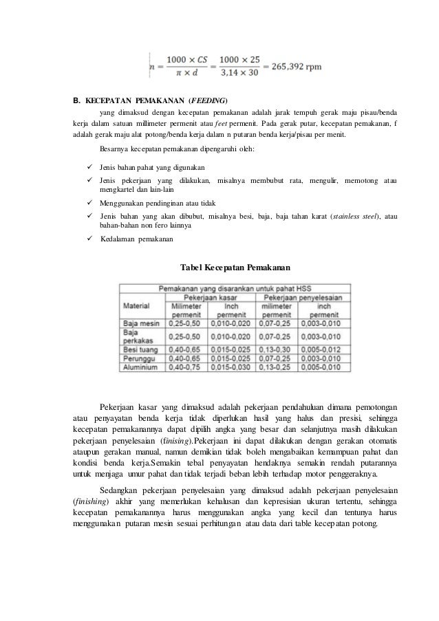 Parameter Mesin Bubut