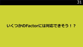 31
いくつかのFactorには対応できそう！？
 