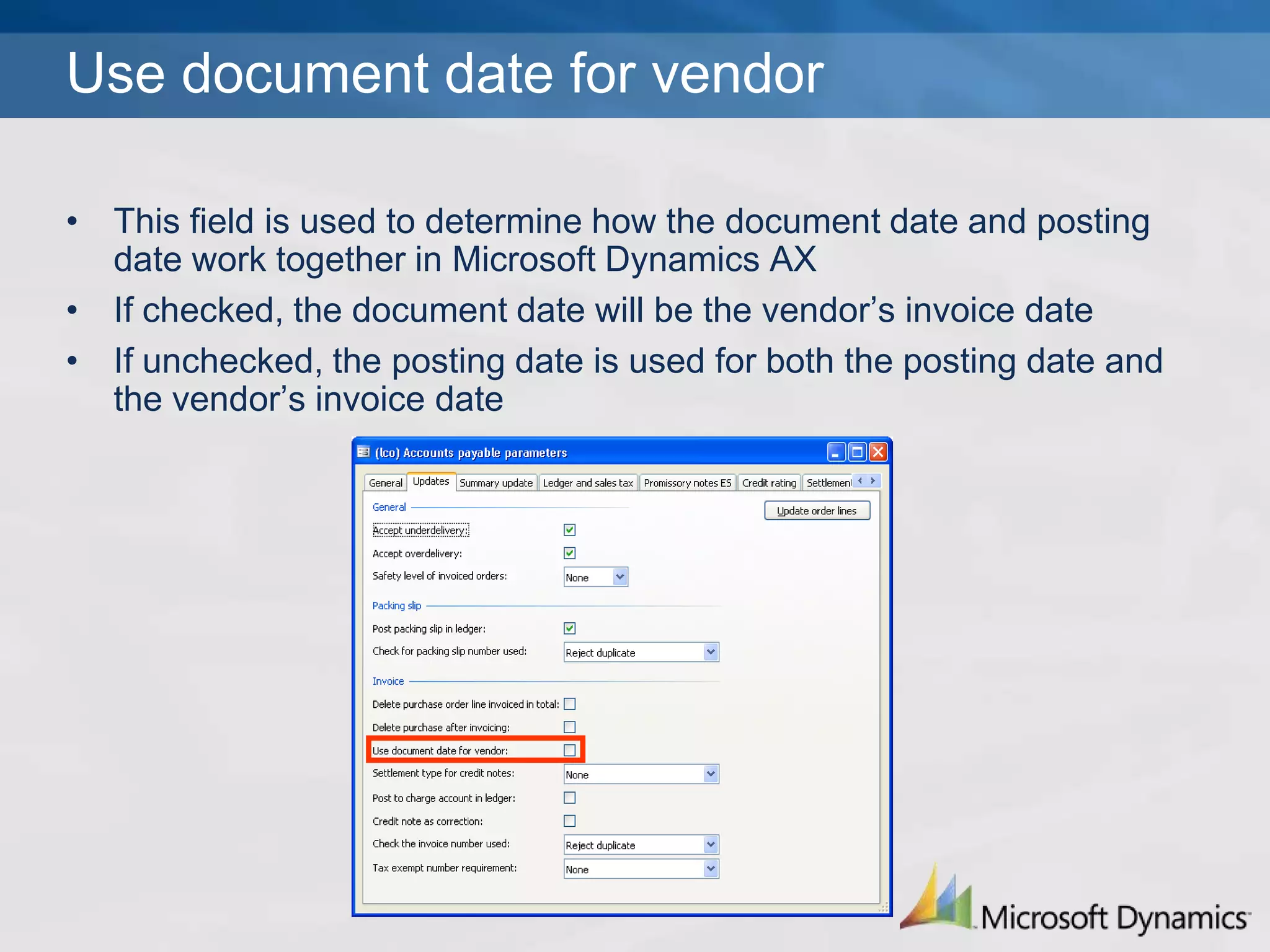 Document datesAccounts payable &gt; Journals &gt; Invoice journal &gt; View Journal Lines