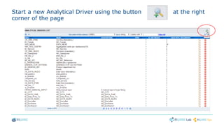 Start a new Analytical Driver using the button at the right
corner of the page
 