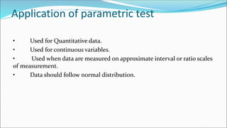 Parametric test - t Test, ANOVA, ANCOVA, MANOVA | PPTX