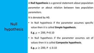 Basics of Hypothesis testing for Pharmacy | PPTX