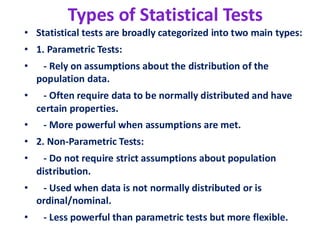 PARAMETRIC TESTS in STATISTICS PARAMETRIC TESTS in STATISTICS | PDF