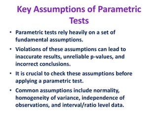 PARAMETRIC TESTS in STATISTICS PARAMETRIC TESTS in STATISTICS | PDF