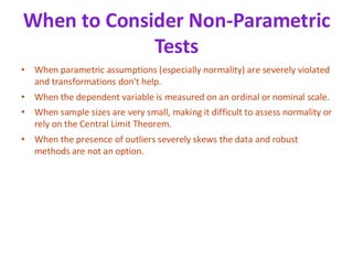 PARAMETRIC TESTS in STATISTICS PARAMETRIC TESTS in STATISTICS | PDF