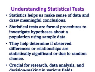 PARAMETRIC TESTS in STATISTICS PARAMETRIC TESTS in STATISTICS | PDF