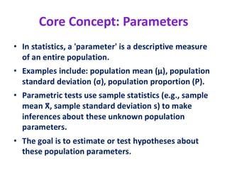 PARAMETRIC TESTS in STATISTICS PARAMETRIC TESTS in STATISTICS | PDF