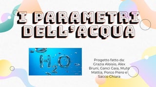 I PARAMETRI
DELL’ACQUA
Progetto fatto da:
Grazia Aloisio, Alex
Bruni, Ganci Gaia, Muto
Mattia, Porco Piero e
Sacco Chiara
 