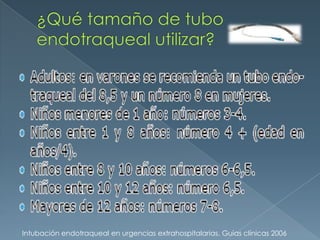 Intubación endotraqueal en urgencias extrahospitalarias. Guías clínicas 2006
 
