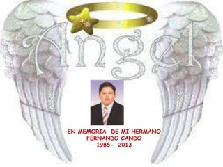 EN MEMORIA DE MI HERMANO
FERNANDO CANDO
1985- 2013
 